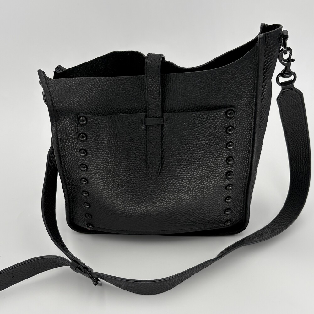 Rebecca Minkoff Matte Black Hardware Studded Feed Shoulder Bag
